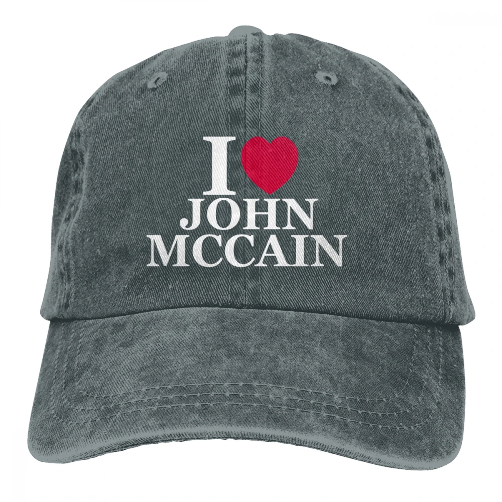 I Love John McCain Casquette черные унисекс Мужские Женские джинсовые бейсболка с ремешком кепки Регулируемая шляпа для гольфа папа