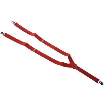 

Lady Woman Adjustable Metal Clamp Elastic Suspenders Braces - Red