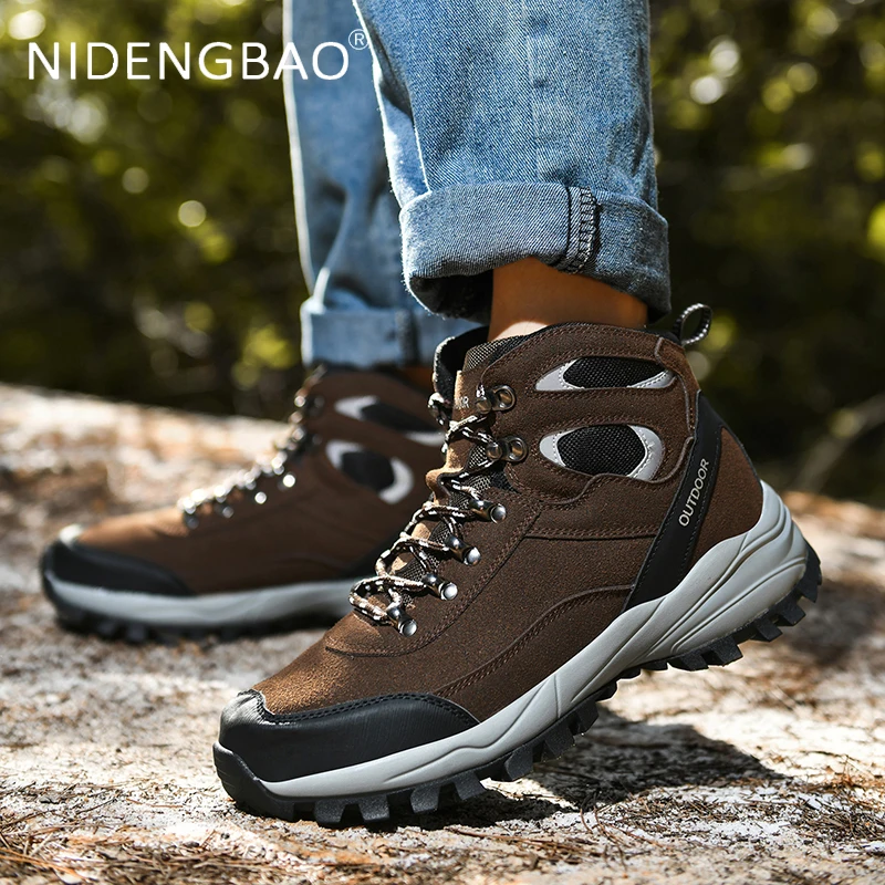 

Winter Leather Ankle Boots Men Casual Shoes Outdoor Waterproof Work Tooling Mens Hiking Boots Sneakers Military Warm Snow Boots