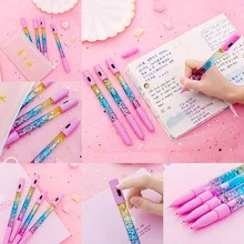 1 шт., блестящая Милая ручка, жидкий цвет, кавайный светильник, гелевые ручки, кристальная ручка, Офисная ручка, милые канцелярские принадлежности, подарок, случайный стиль