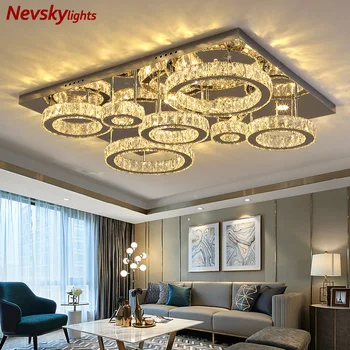 

Luxury silver ceiling light living room modern crystal ceiling lights bedroom led Ceiling Lamps dining crystal Fixtures kitchen