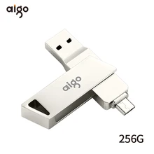 Aigo 256 ГБ usb 3,0 360 ° вращающийся высокоскоростной usb флэш-накопитель OTG флеш-накопитель type C флеш-накопитель 3,0 для Android металлический usb-накопитель