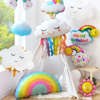 

1Pcs Cartoon Smiling Cloud Foil Balloon Lovely Helium Rainbow Flower Fairy Unicorn Balloon Baby Shower Kids Birthday Party Decor