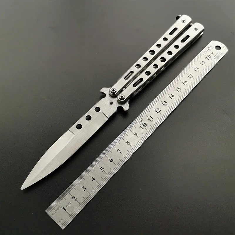 Нож-бабочка из нержавеющей стали, тренировочный нож Karambit, складной нож для охоты, кемпинга, титановый тренировочный нож-бабочка