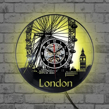 

Record Vinyl Wall Clock Moden Design In Wall Clock Big Ben Ferris Wheel Home Decor London Vinyl Wall Clocks Watch Free Shipping