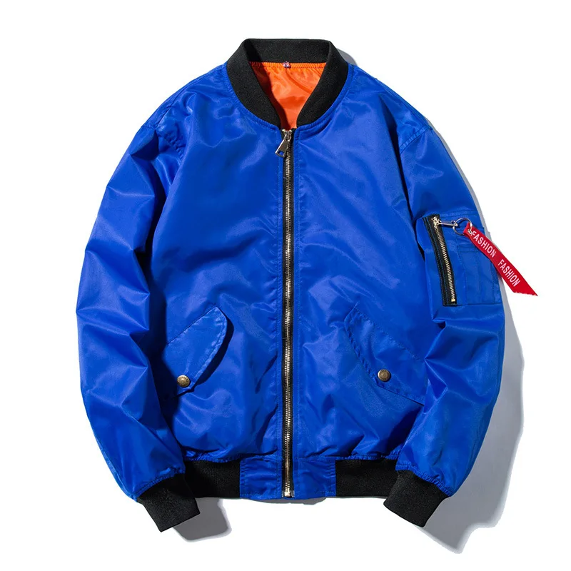 Белая куртка-бомбер мужская повседневная с длинным рукавом Veste Homme брендовая Мода хип хоп сплошной цвет - Цвет: blue