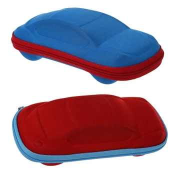 

2 Pcs Car Shape Kids Spectacles Eyeglasses Glasses Zip Case - Blue & Red