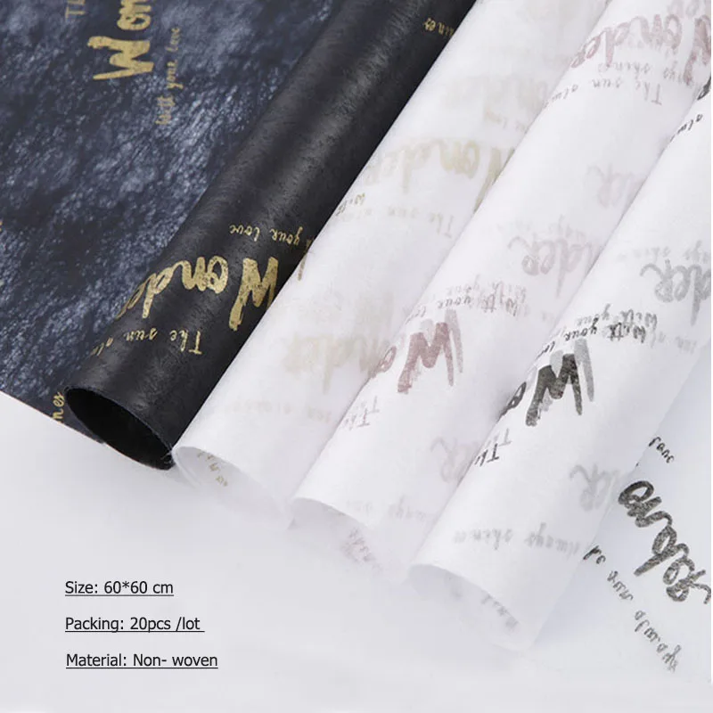 

English Letter Tissue Paper Flower Wrapping Materials DIY Scrapbook Decorative Non-woven Gift Bouquet Packing Craft Art Paper