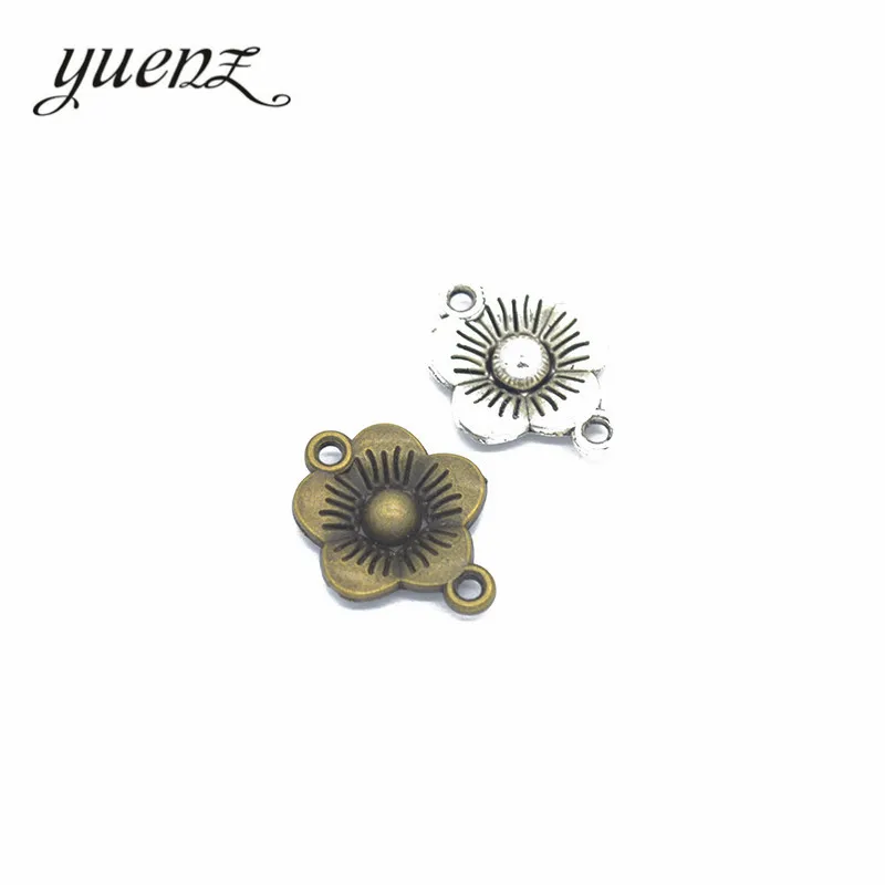 

YuenZ 15pcs 2 Colors Antique silver color Zinc alloy flower Jewelry DIY Charms Pendant Necklace,Eearrings 21*16mm Q164