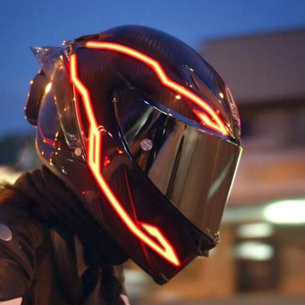 

4 Lights 1 Controller Motorcycle Helmet EL Cold Light Helmet Light Strip Night Signal Luminous Modified Strip Helmet Sticker