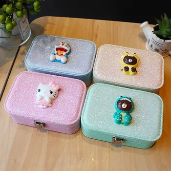 

Cartoon Leather European Style Jewelry Box Travel Cute Portable Jewelry Earrings Ring Necklace Storage Box Wedding Gift
