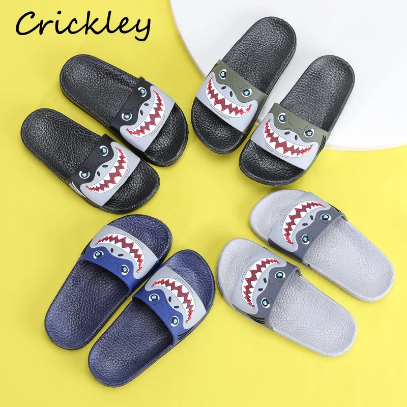 Boys Slippers Soft Non Slip Shark Pattern Beach Slippers for Boys Girls Summer PVC Wear Resisting Home Children Slippers