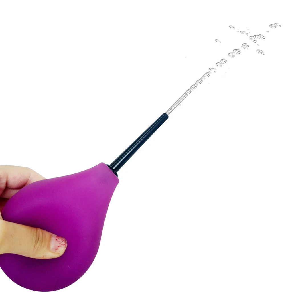 224ML Unisex Silicone Bulb Enema Anal Cleaning Tool Douches Enemator Purple
