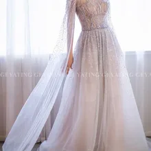 Дубай серый синий кристалл бисером арабский вечернее платье с накидкой рукавом Длинные Выпускные платья Реальное изображение женские вечерние платья