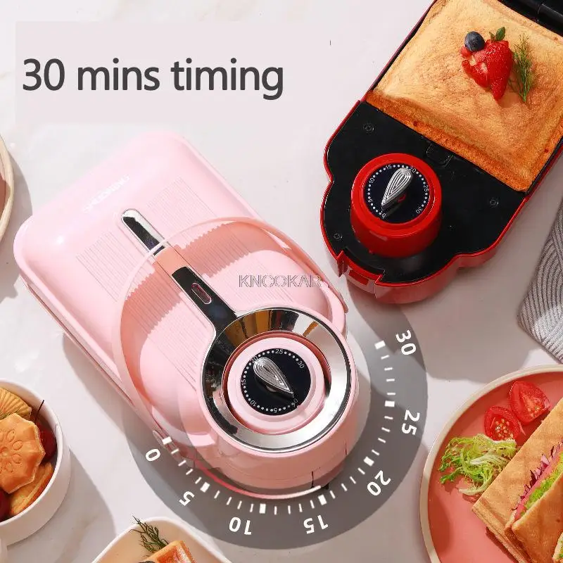 Electric Sandwich Maker Timing Waffle Maker Toaster Breakfast Machine Light Food Machine Takoyaki Pancake Sandwichera 650W