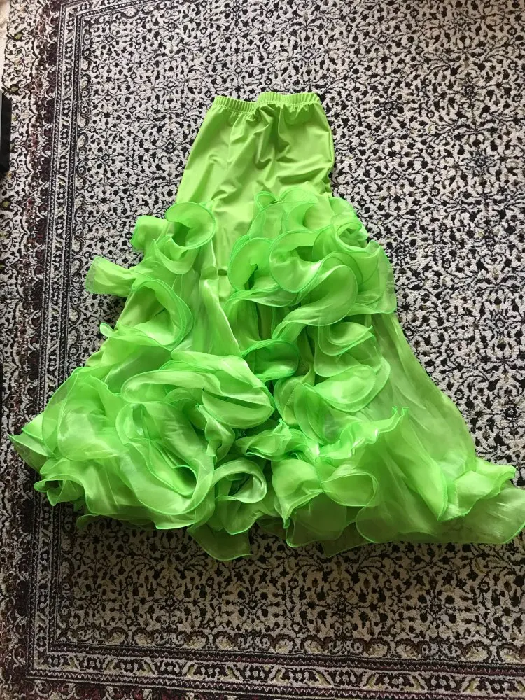 Sexy Women Bellydance costume Long Ruffle carnaval Skirt Side Slit Purple Red White Blue Pink Solid Color Dancing Performance Cl