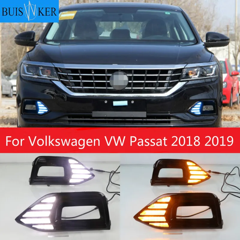 

2 шт. автомобиля светодиодный DRL Дневной светильник для Volkswagen VW Passat 2018 2019 противотуманная фара