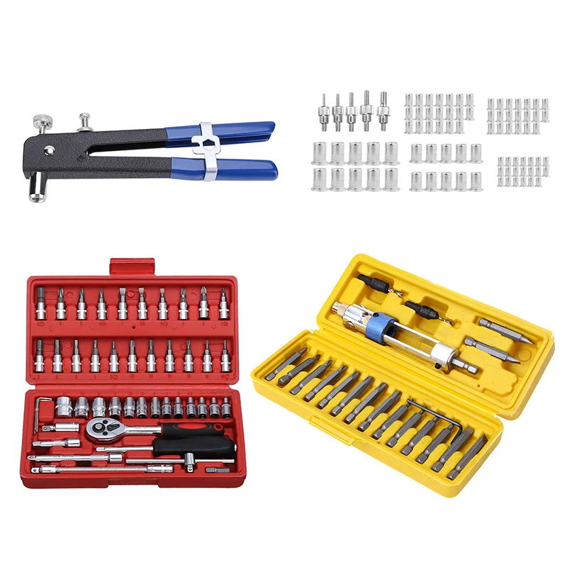 Hand Riveter//Rivet Gun Nut Tool M3-M8 Threaded Nut Rive Riveter Rivet Kit 86pcs
