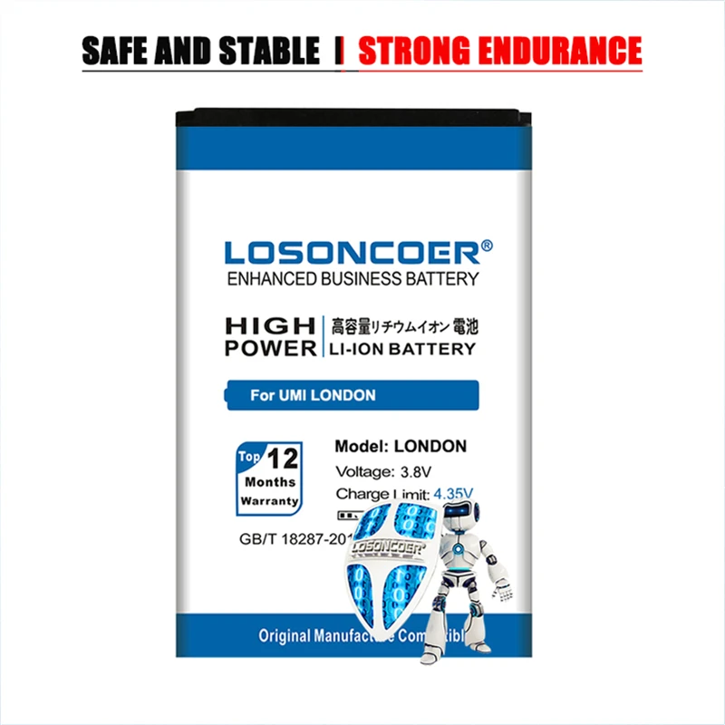 100% Оригинальный LOSONCOER LONDON 3300 мАч аккумулятор для UMI сменный литий ионный телефона