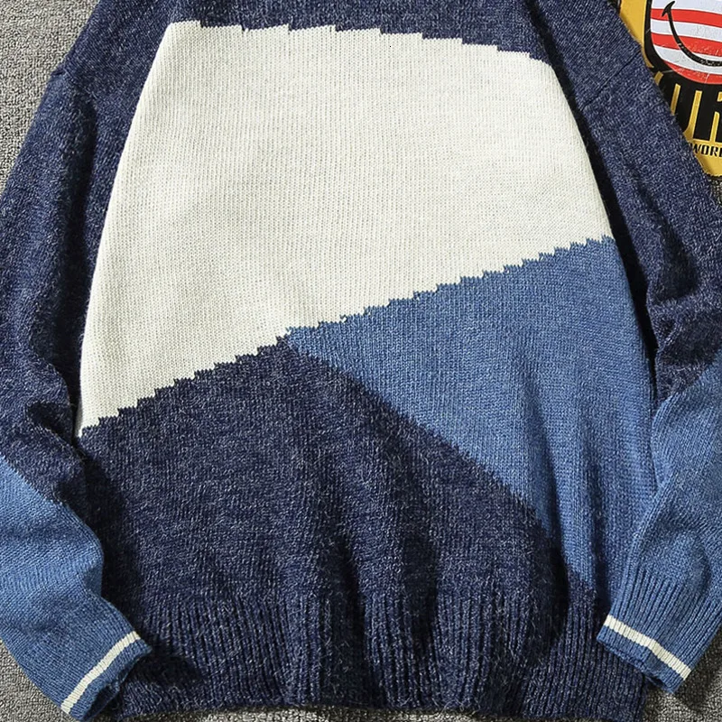New Sweater Men Fashion Contrast Color Casual Sweter Clothes Knit Sweaters Man Streetwear Loose Long-sleeved Pullover Men M-5XL New Sweater Men Fashion Contrast Color Casual Sweter Clothes Knit Sweaters Man Streetwear Loose Long-sleeved Pullover Men M-5XL