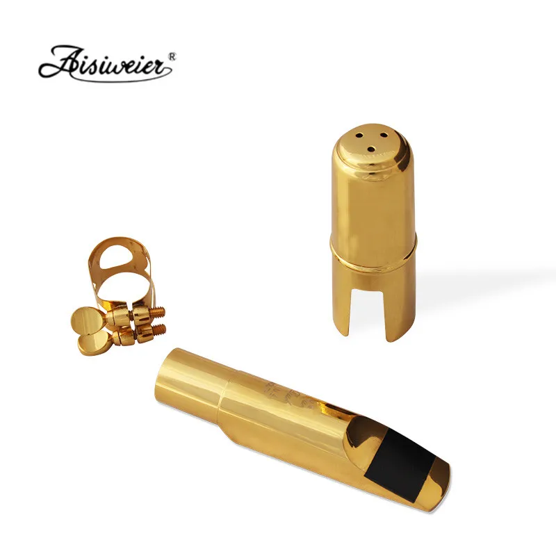 Bocal de Metal em Laca Peças de Boca Saxofone Profissional Aisiweier Tenor Soprano Alto Dourada 56789 - Image 2
