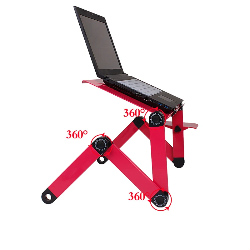 360 Degree Aluminum Adjust Height Laptop Notebook Desk Table+Cooling Fan+Mouse Pad Ergonomic Portable TV Bed Laptop Desk