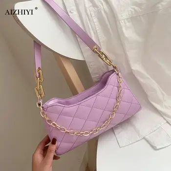 

Youth Ladies Simple Versatile Bag Fashion Lattice Pattern PU Women Handbags Totes Chain Underarm Shoulder Bags
