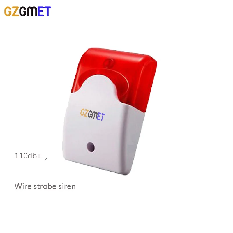 GZGMET DC Power Small Size Red 110db Wire Strobe Flash SIREN FOR Alarm System