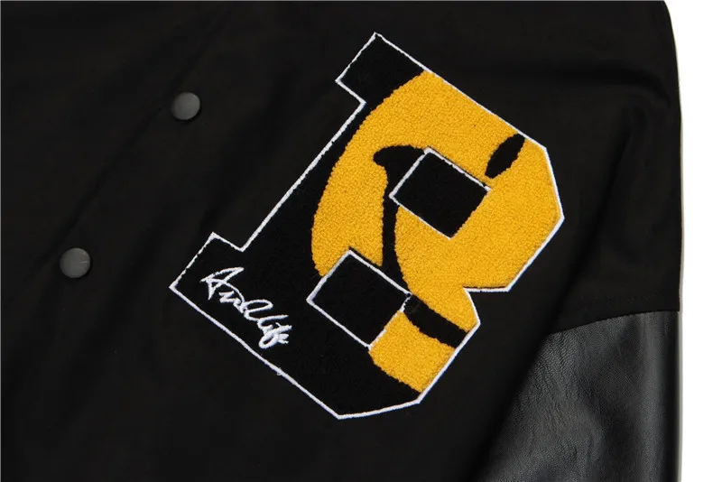Hip Hop Baseball Jacket Coat Smiley Letter B Embroidery Patchwork Oversized Streetwear Bomber Varsity Fashion College Jacket