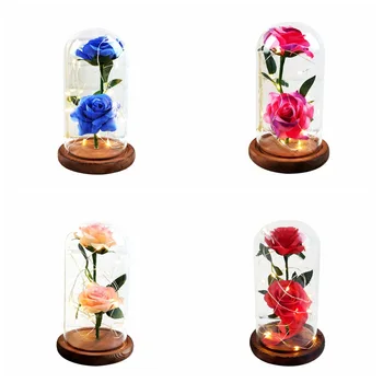 

Colorful Artificial Rose USB Charged Lights String Bottle Everlasting Rose Flower Gift for Valentine's Day Wedding Decorations