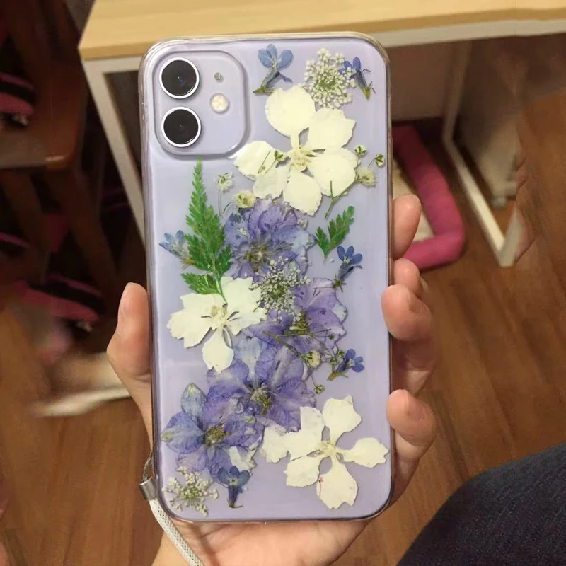 Tfshining настоящий прессованный высушенный чехол с цветами для iphone 11 11pro max X XR Xs max 6 6s 7 8 plus, прозрачный чехол, блестящий девчачий чехол