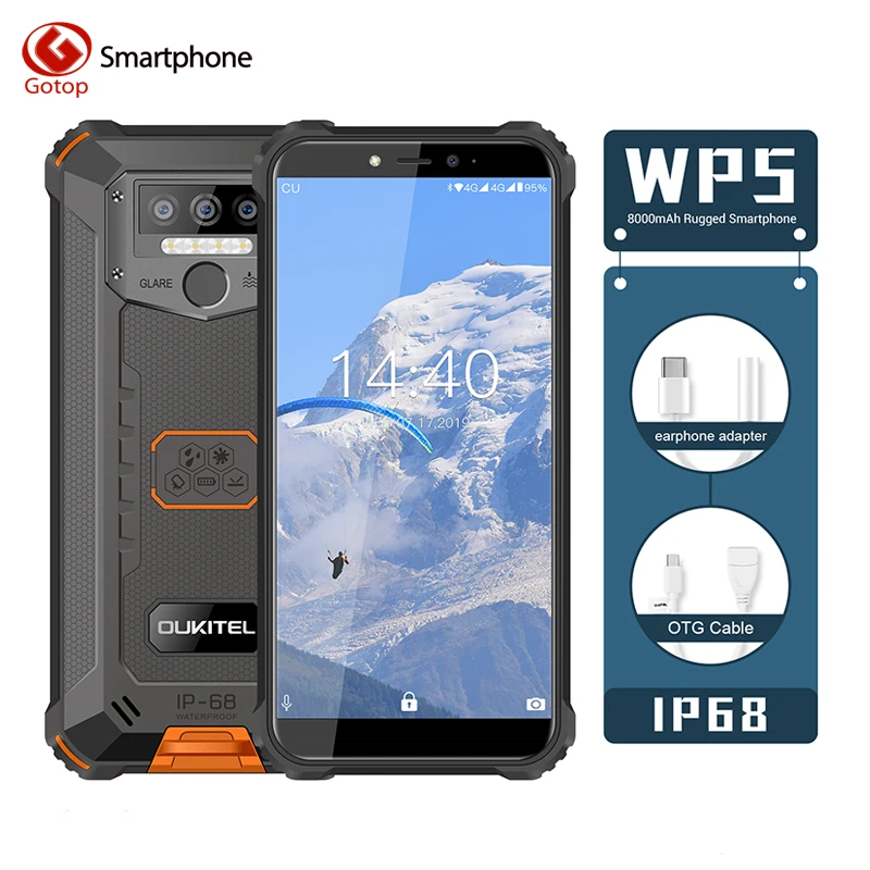 OUKITEL WP5 смартфон с четырёхъядерным процессором MTK6763 ОЗУ 4 Гб ПЗУ 32 ГБ 8000 мАч Android 5 45