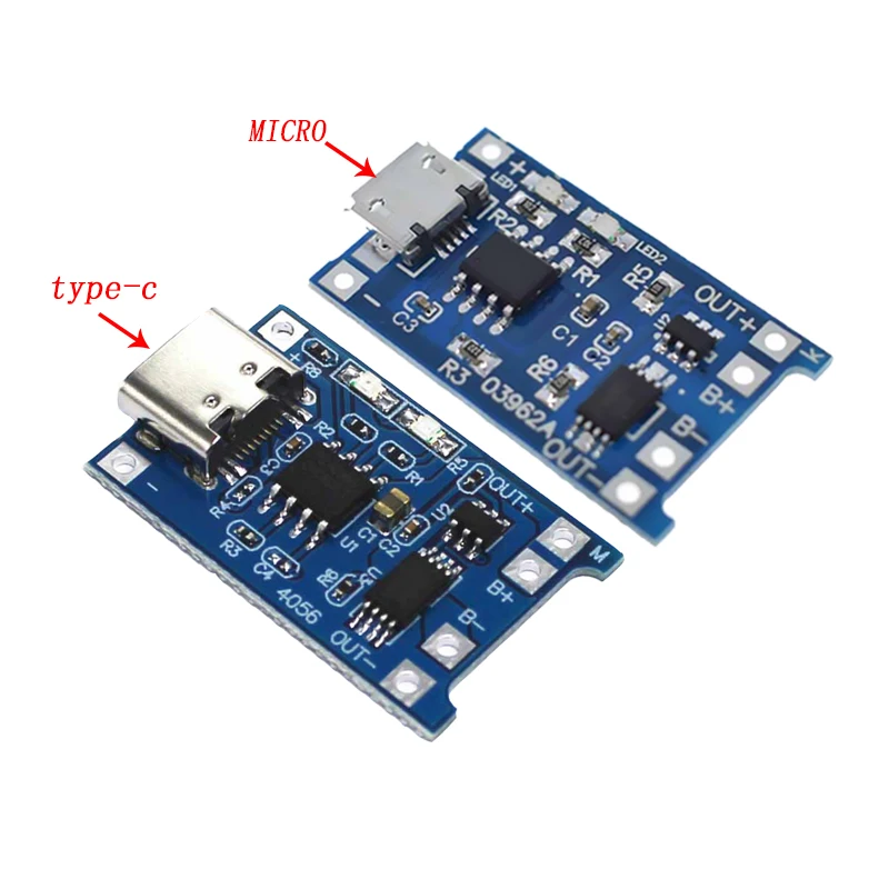 

1PCS 5V 1A Micro USB 18650 type-c Lithium Battery Charging Board Charger Module+Protection Dual Functions TP4056 18650