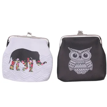 

Ladies Purse Elephant Pattern Mini Owl Elephant Coin Bag PU Coin Purse Creative Small Wallet Advertising Card Bag Small Gift Bag