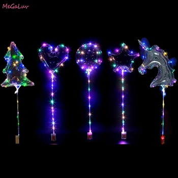 

Christmas Tree Shape Handle Luminous Bobo Led Balloon Transparent Unicorn BoBo Ballon Wedding Birthday Party Supplies Kids Gift