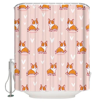 

Puppy Corgi Dog Shower Curtain Bathroom Decor Fabric Shower Curtain Farmhouse Decor