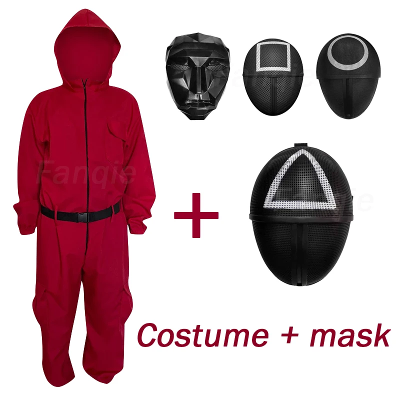Squid Game Costume Mask Cosplay Jumpsuit Round Six Square Circle