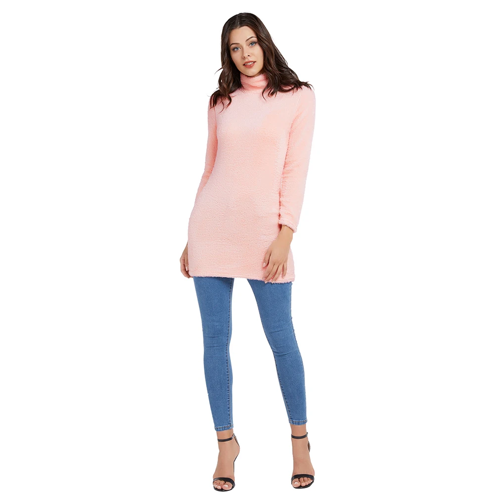 

Bikitique High Neck Long Sleeve Fit Warm Medium Length Sweater Winter Dress Women Sweet Elegant Party Dress Sexy Dresses