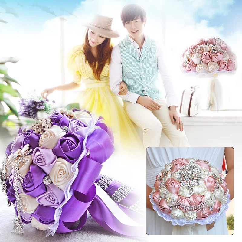Элегантный букет невесты аксессуары для невесты ткань Стразы