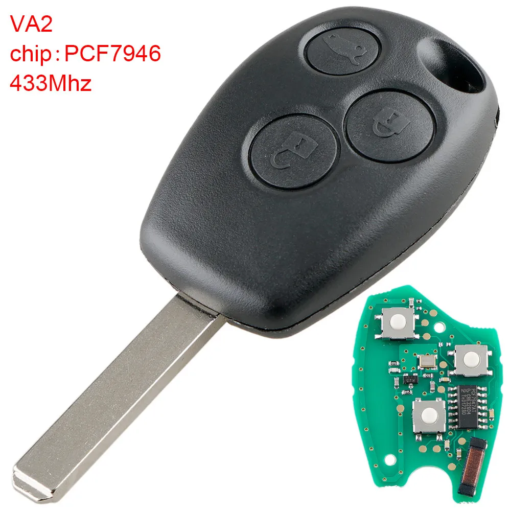 433 МГц 3 кнопки Φ с чипом PCF7946 и лезвием VA2 подходит для Renault / Clio III Auto|Ключ от авто| |