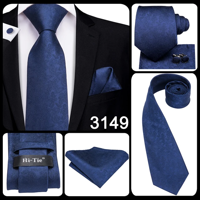 Cravatta Ascot In Seta Rossa E Blu Navy Con Fantasia A Righe - Foto 11