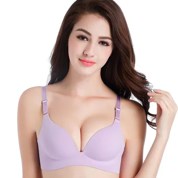 

New Style Solid Seemless Non-Steel Ring Shiny Side Deep-V-Push up Push-up Adjustable Underwear