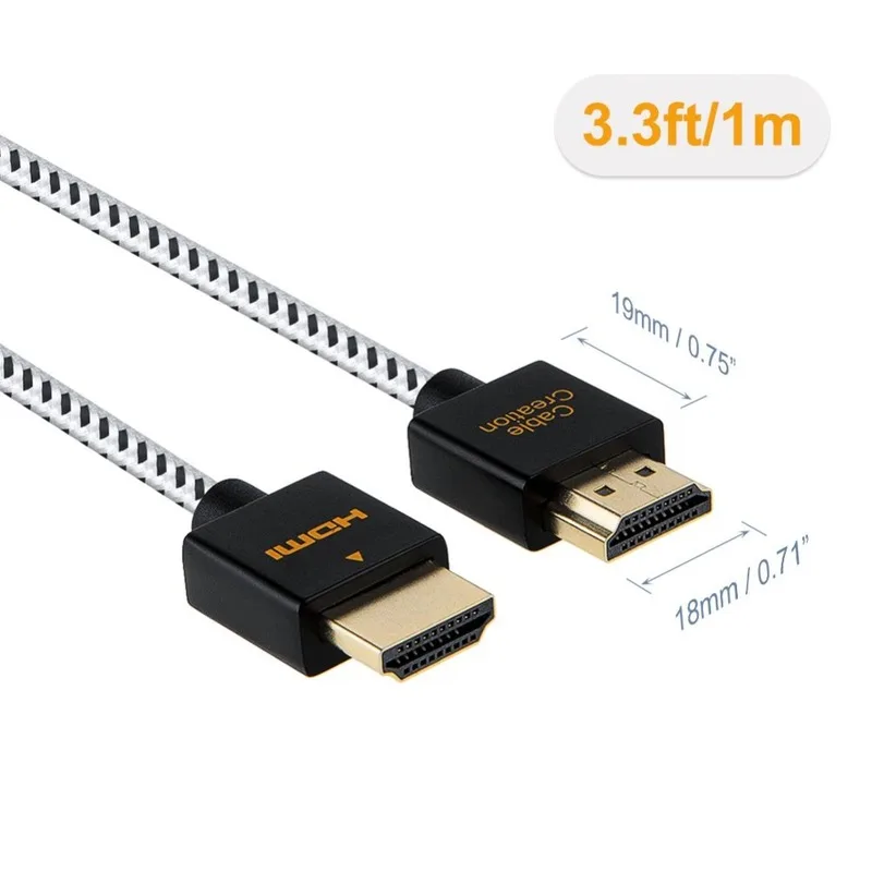 Ультра тонкий HDMI папа-папа HDMI 2,0 высокоскоростной ультра тонкий низкопрофильный кабель Поддержка 3D 4 k@ 60 Гц, возврат аудио для PS4