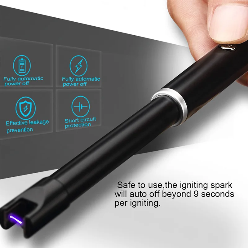 USB перезаряжаемая зажигалка Беспламенное ветрозащитное электрическое покрытие