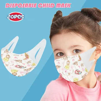 

20PC Disposable face mask for kids 3Ply Non-woven FaceMaskS Elastic Earloop face mask cover mouth Lovely Printed mascarillad
