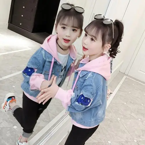 

New Spring Cowboy patch denim Children Coat 2020 Girl kids Cartoon Cotton Jacket good quality comfortable cute baby Clothes