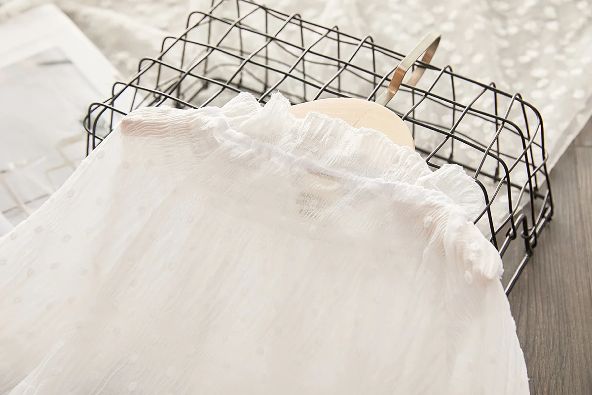 

Girl'S Shirt Chiffon Polka Dot Tops Base Shirt 19 Spring And Autumn New Style Childrenswear 3-8-Year-Old