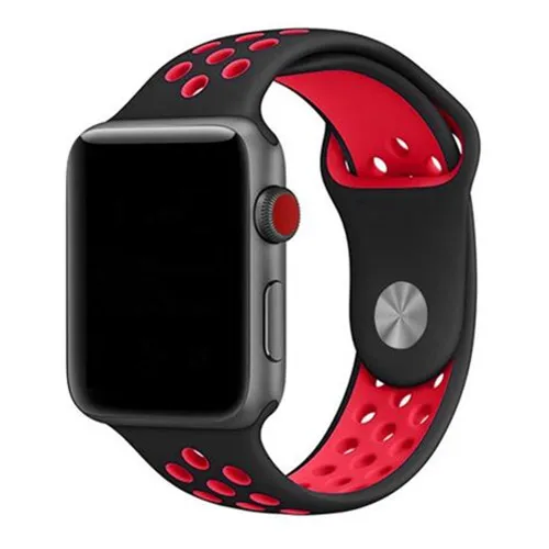 Силиконовый ремешок для apple watch band 4 5 3 42 мм 38 мм correa iwatch band 4 44 мм 40 мм спортивный браслет Nike аксессуары для apple watch - Цвет ремешка: black red 23