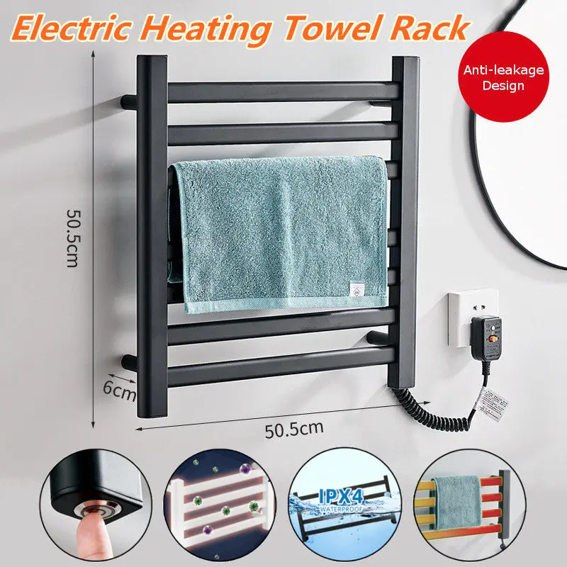 Calentador eléctrico termostático Perchero de riel para toallas Espacio para estantes de baño Calefacción aluminio Perchero de secado toallas el hogar Perchero Calentador de toallas Secadora para -