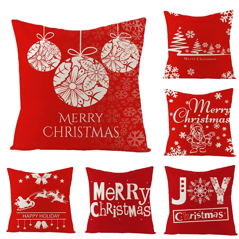 

Frigg 45x45cm Linen Cotton Cushion Cover Merry Christmas Decorations For Home 2020 Navidad Sofa Pillowcase Happy New Year 2021